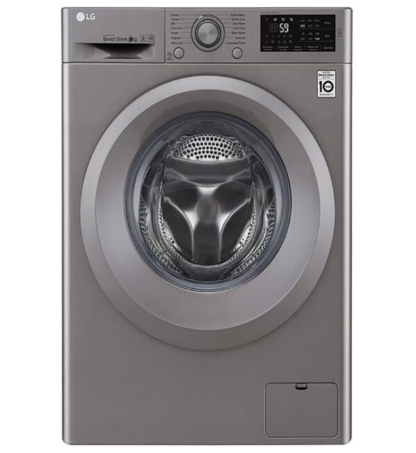 lg 8kg front load washing machine, inverter direct drive motor, 6 motion dd, smart diagnosis (wash only) silver