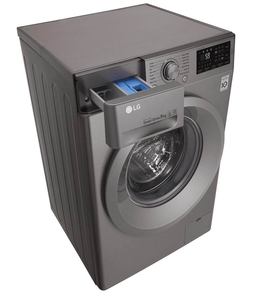 lg 8kg front load washing machine, inverter direct drive motor, 6 motion dd, smart diagnosis (wash only) silver lg 8kg front load washing machine, inverter direct drive motor, 6 motion dd, smart diagnosis (wash only) silver